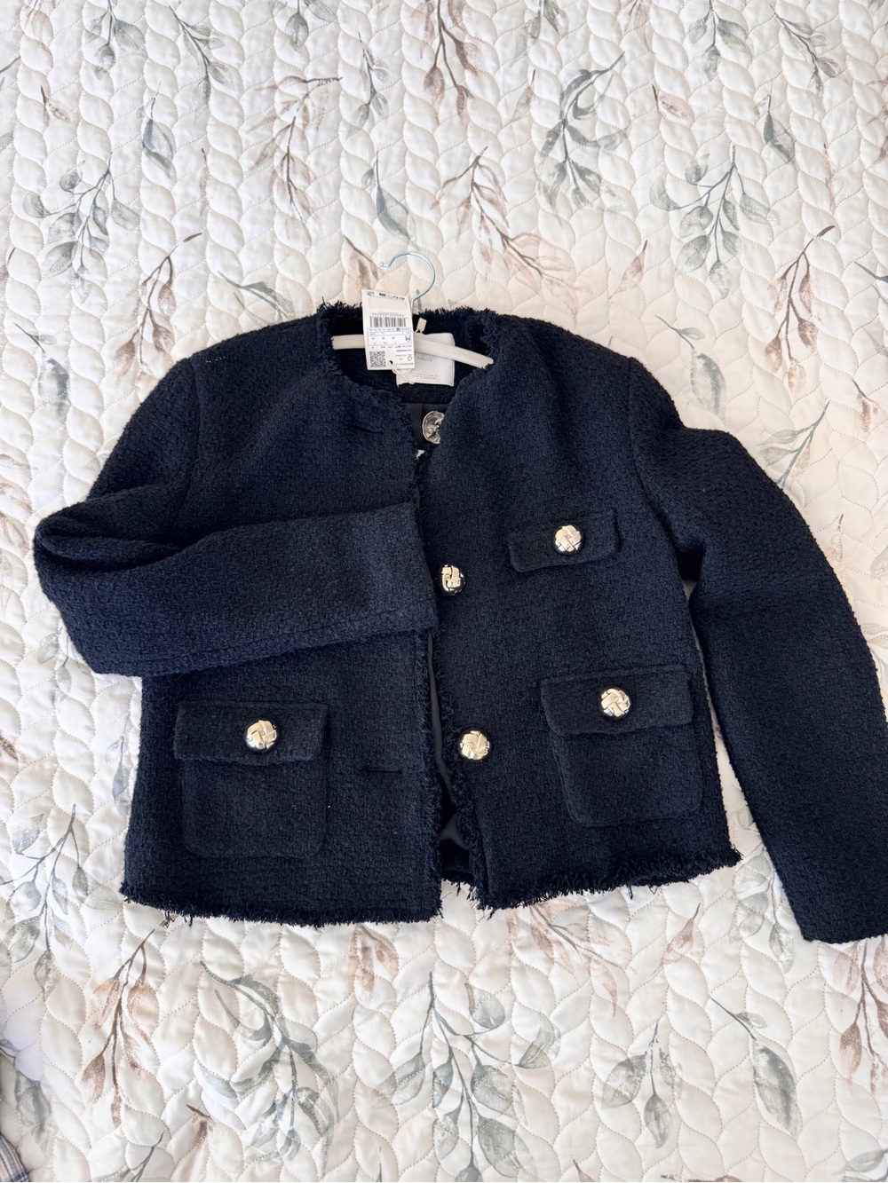 NWT Mango Black Tweed Jacket with Pockets size M